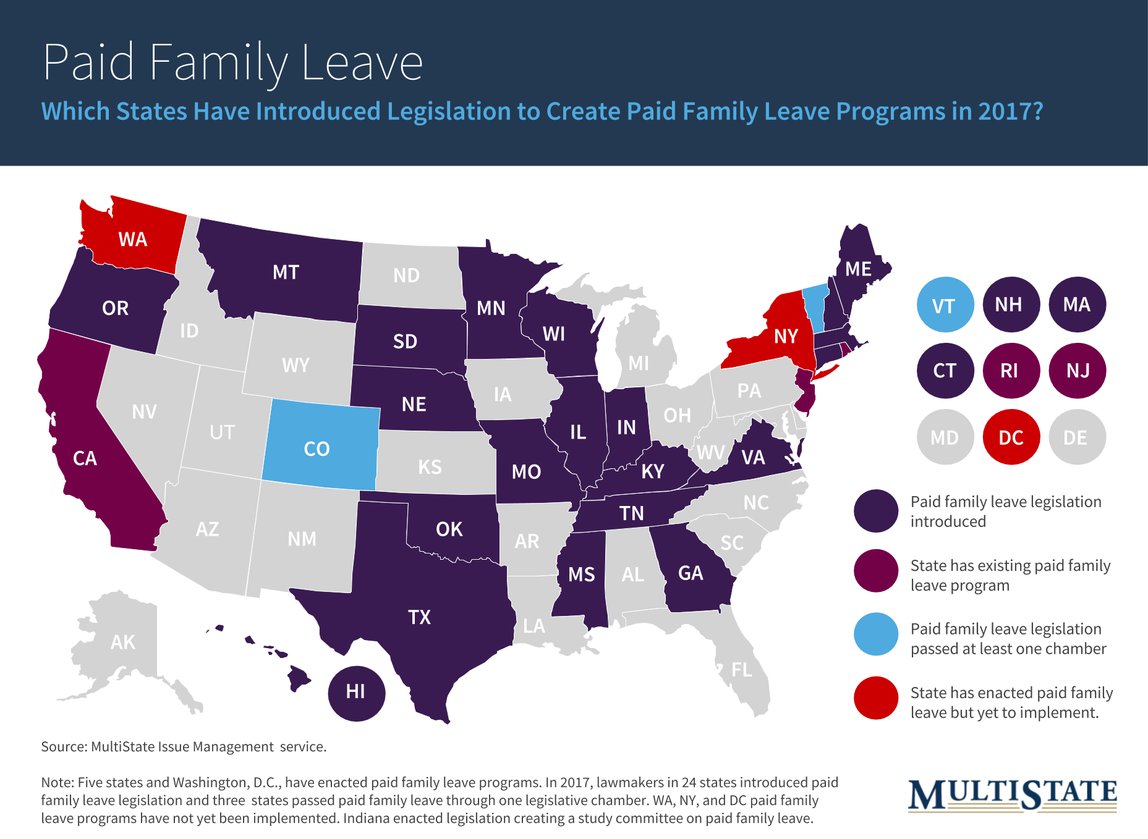 Map of Paid Family Leave Legislation