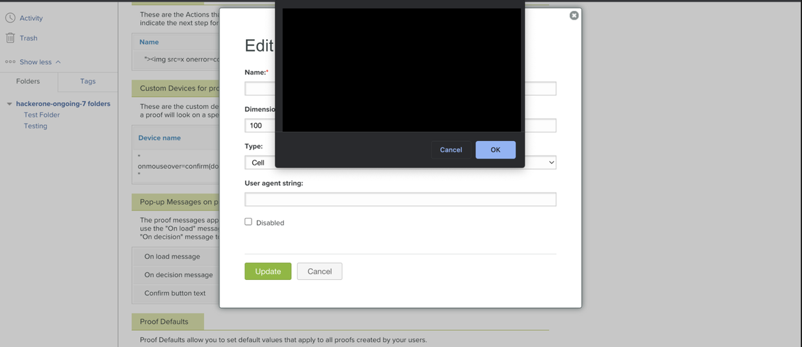 Admin side XSS trigger