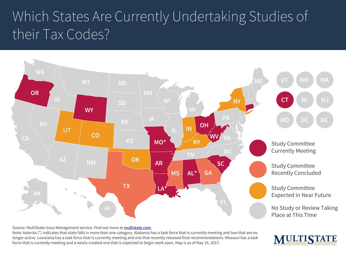 Map of States Currently Undertaking Studies of their Tax Code